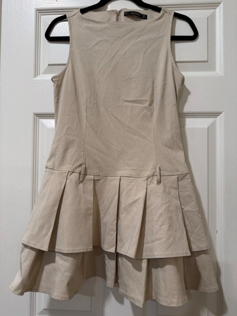 Hesperus Beige Sleeveless Tiered Ruffle Dress M Rayon Blend